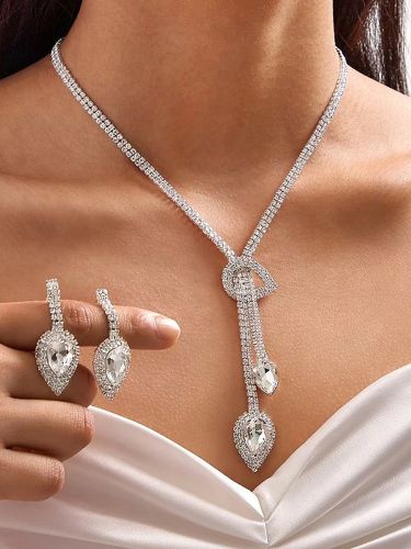 Ensemble de bijoux de mariage pour la mariée magnifique zircone cubique percé en métal - milanoo.com - Modalova