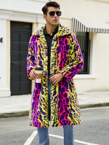 Manteaux En Fausse Fourrure Léopard Rose Jaune Hiver Chaud s Veste Manches Longues Col Rabattu - milanoo.com - Modalova
