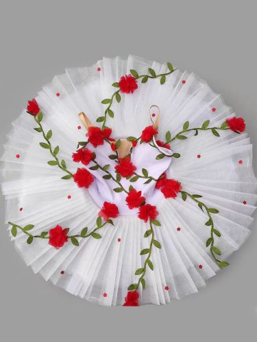 Robe de Ballet blanche filles ensemble de robe en Polyester à fleurs costume danse - milanoo.com - Modalova