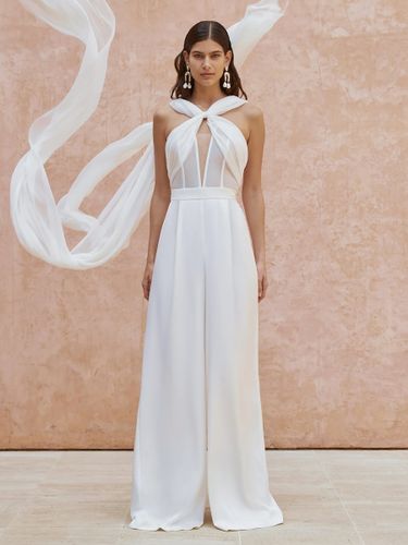 Combinaison de mariée Cou original en chiffon détail zip Robes de mariée - milanoo.com - Modalova