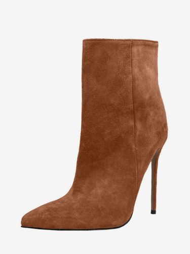 Bottines en daim à bout pointu et talon aiguilles - milanoo.com - Modalova