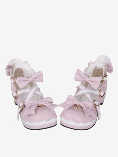 Chaussures Lolita à talons épais en cuir avec nœud papillon Mary Janes Kawaii Lolita - milanoo.com - Modalova