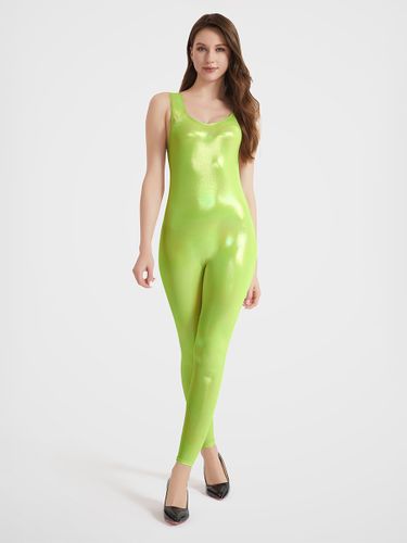 Combinaison de sport brillante à bretelles pour femme sexy pour le yoga effet latex haute élasticité - milanoo.com - Modalova