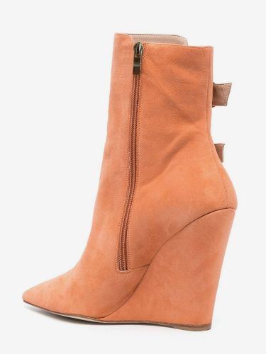 Bottines compensées en daim bottes à bout pointu avec boucle - milanoo.com - Modalova