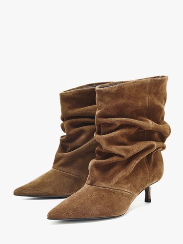 Bottines en daim à bout pointu et talon chaton - milanoo.com - Modalova