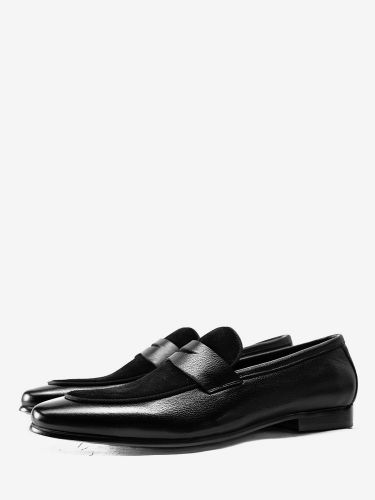 Mocassins Penny en cuir de vachette à bout rond et patchwork - milanoo.com - Modalova