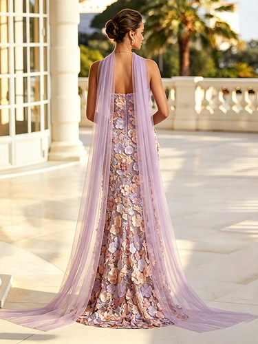 Robe de soirée longue trapèze brodée de fleurs - milanoo.com - Modalova