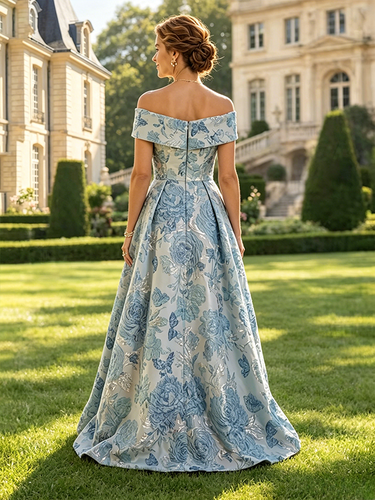 Robe longue fleurie pour la mère manches courtes coupe trapèze robe d'invitée - milanoo.com - Modalova