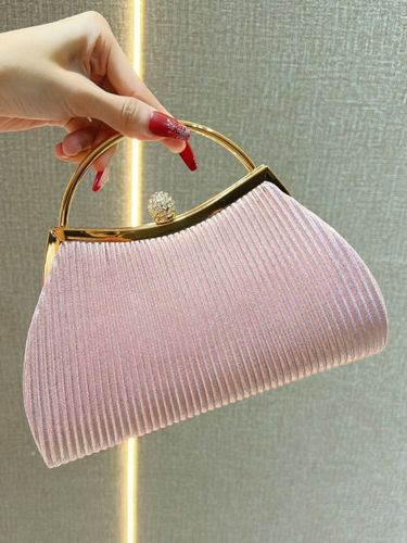 Sac bandoulière de soirée à rayures verticales pochette plissée avec anse en métal sac à main de soirée - milanoo.com - Modalova