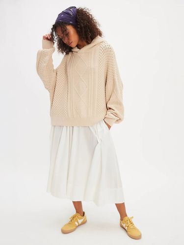 Pull à capuche en maille torsadée coupe ample manches longues style oversize style décontracté. Haut à capuche en grosse maille - milanoo.com - Modalova