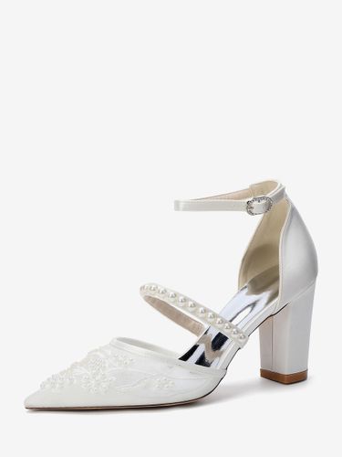 Chaussures de mariée à talons compensés bout pointu perles talons hauts - milanoo.com - Modalova