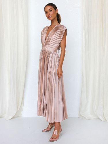 Robe Maxi Col V Sans Manches Décontractée Robe Longue Plissée - milanoo.com - Modalova