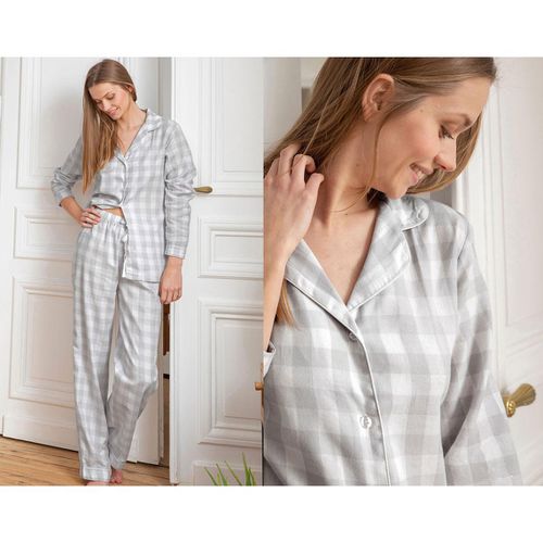 Pyjama femme motif à carreaux-gris - Becquet - Modalova