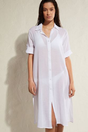 Cotton Maxi Shirt Woman White Size M - Calzedonia - Modalova