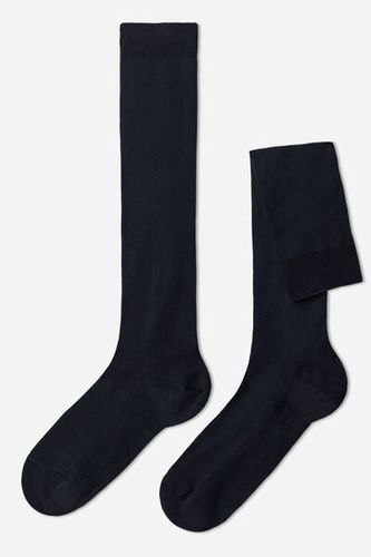 Men’s Stretch Cotton Long Socks Man Blue Size 44-45 - Calzedonia - Modalova