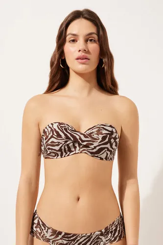 Bandeau Swimsuit Top Brown Zebra Woman Brown Size 7 - Calzedonia - Modalova