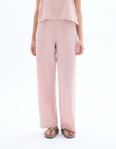 Pantalon fluide coton lin - rose - celio - Modalova