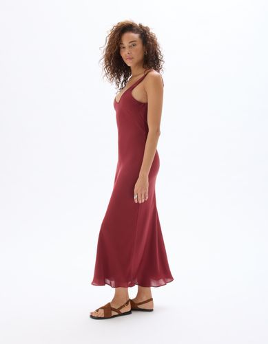 Robe longue satin - rouge - celio - Modalova
