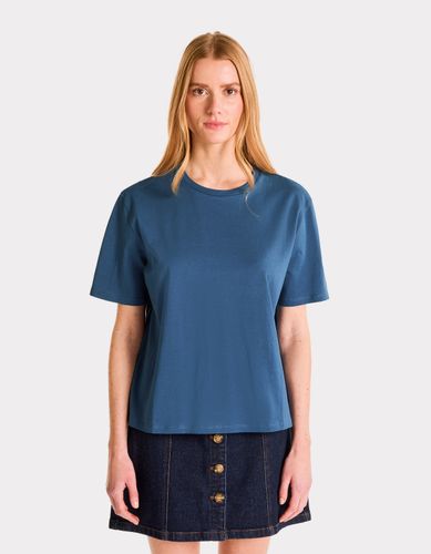 T-shirt en coton biologique col rond - bleu - celio - Modalova