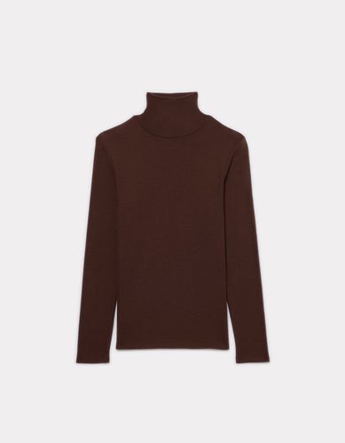 Sous pull maille fine 100% laine à col roulé - marron foncé - celio - Modalova