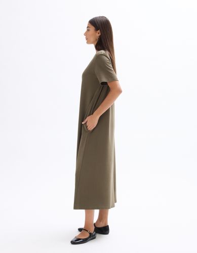 Robe mi-longue en coton - kaki - celio - Modalova