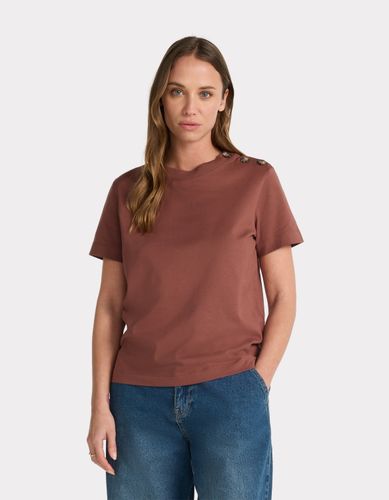 T-shirt en coton épais boutonné - bordeaux - celio - Modalova