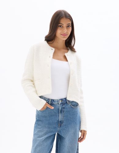 Veste en maille texturée - ecru - celio - Modalova