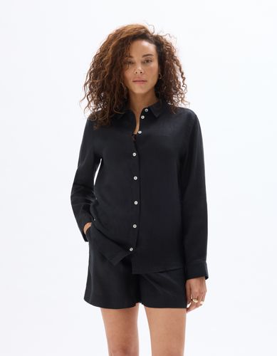 Chemise en lin - noire - celio - Modalova