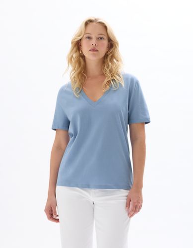 T-shirt manches courtes à col v - bleu - celio - Modalova