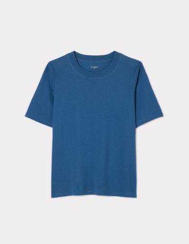 T-shirt en coton doux à col rond - bleu - celio - Modalova