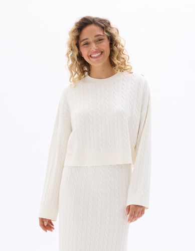 Pull coupe boxy en maille torsades - beige - celio - Modalova