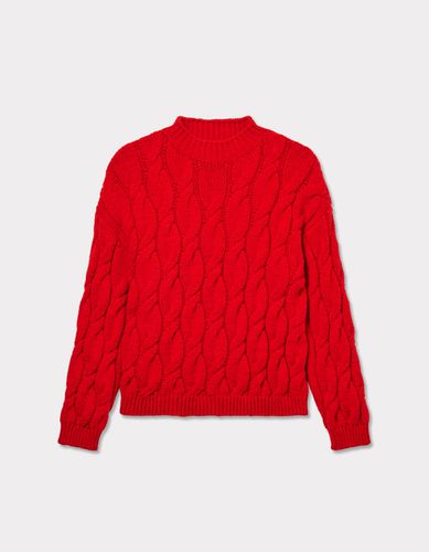 Pull col rond torsades - rouge - celio - Modalova