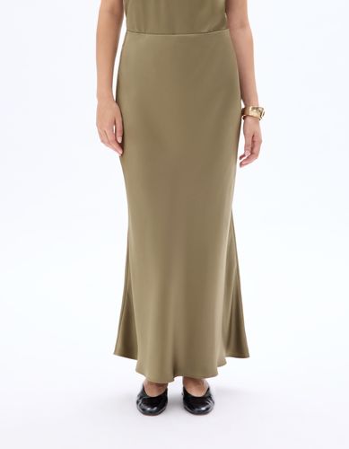 Jupe satiné mi-mollet - verte - celio - Modalova