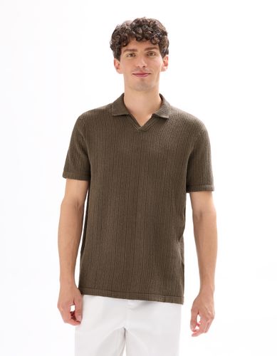 Polo regular en maille côtelé - taupe - camaieu - Modalova