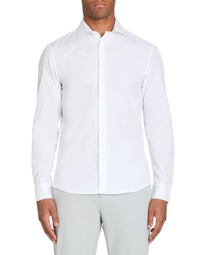 Chemise slim unie en coton - blanc - camaieu - Modalova