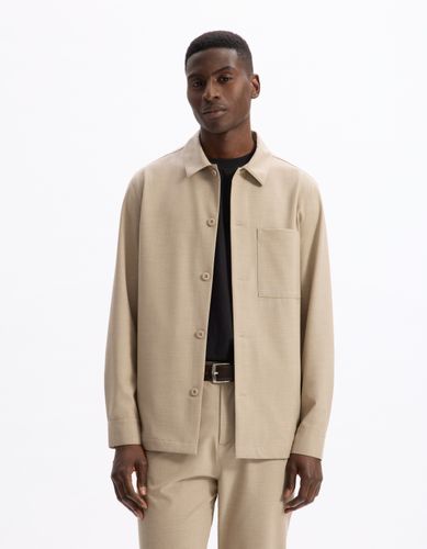 Surchemise stretch 1 poche - beige - camaieu - Modalova