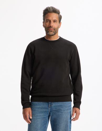 Sweat col rond 100% coton - noir - camaieu - Modalova