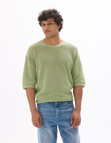 T-shirt boxy col rond en maille - camaieu - Modalova