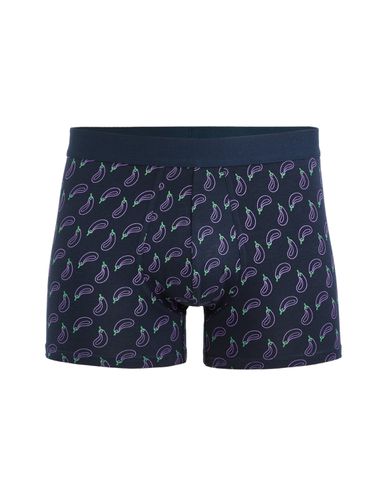 Boxer en coton stretch aubergine - marine - camaieu - Modalova