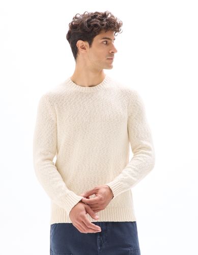 Pull col rond en maille flammée 100% coton - écru - camaieu - Modalova