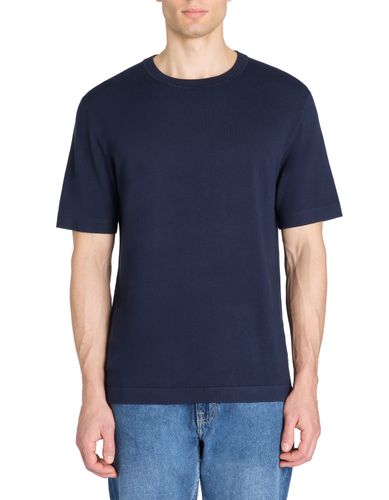 T-shirt boxy col rond 100% coton - marine - camaieu - Modalova