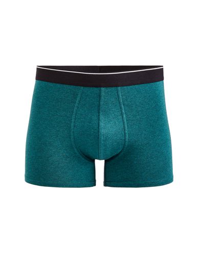 Boxer coton stretch ceinturé contrastée - turquoise - camaieu - Modalova