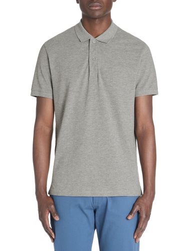 Polo piqué straight coton mélangé - gris foncé - camaieu - Modalova