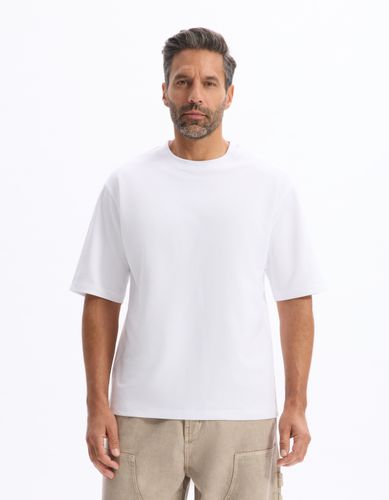 T-shirt oversize col rond - blanc - camaieu - Modalova