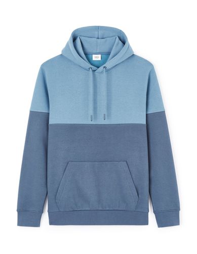 Sweat à capuche en coton mélangé - bleu - camaieu - Modalova