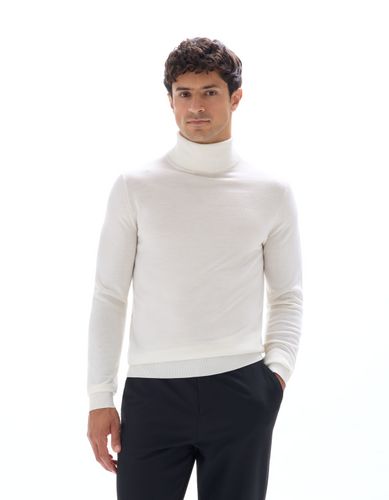 Pull col roulé slim 100% laine mérinos - écru - camaieu - Modalova