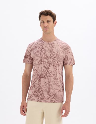 T-shirt regular col rond 100% coton fleuri - rose - camaieu - Modalova