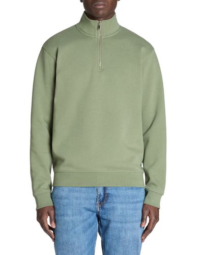 Sweat regular col zippé coton mélangé - vert - camaieu - Modalova