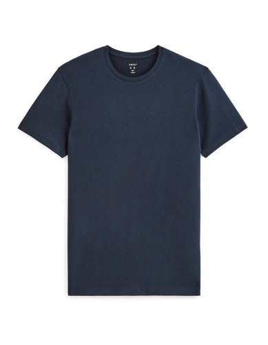 T-shirt col rond en coton stretch - marine - camaieu - Modalova