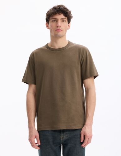 T-shirt boxy col rond 100% coton - taupe - camaieu - Modalova